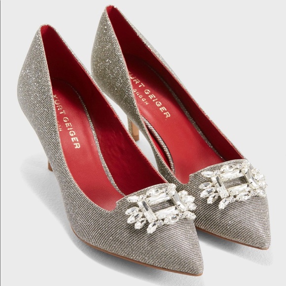 Kurt Geiger | Shoes | Kurt Geiger Silver Metallic Pumps Rhinestone
